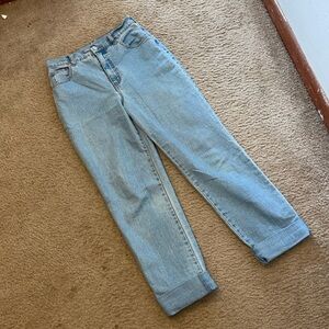 light wash straight leg denim jeans